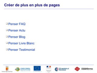 Créer de plus en plus de pages



      Penser   FAQ
      Penser   Actu
      Penser   Blog
      Penser   Livre Blanc
      Penser   Testimonial




45
 