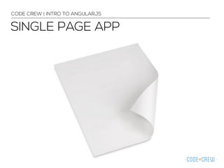 SINGLE PAGE APP
CODE CREW | INTRO TO ANGULARJS
 