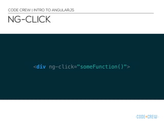 NG-CLICK
CODE CREW | INTRO TO ANGULARJS
 