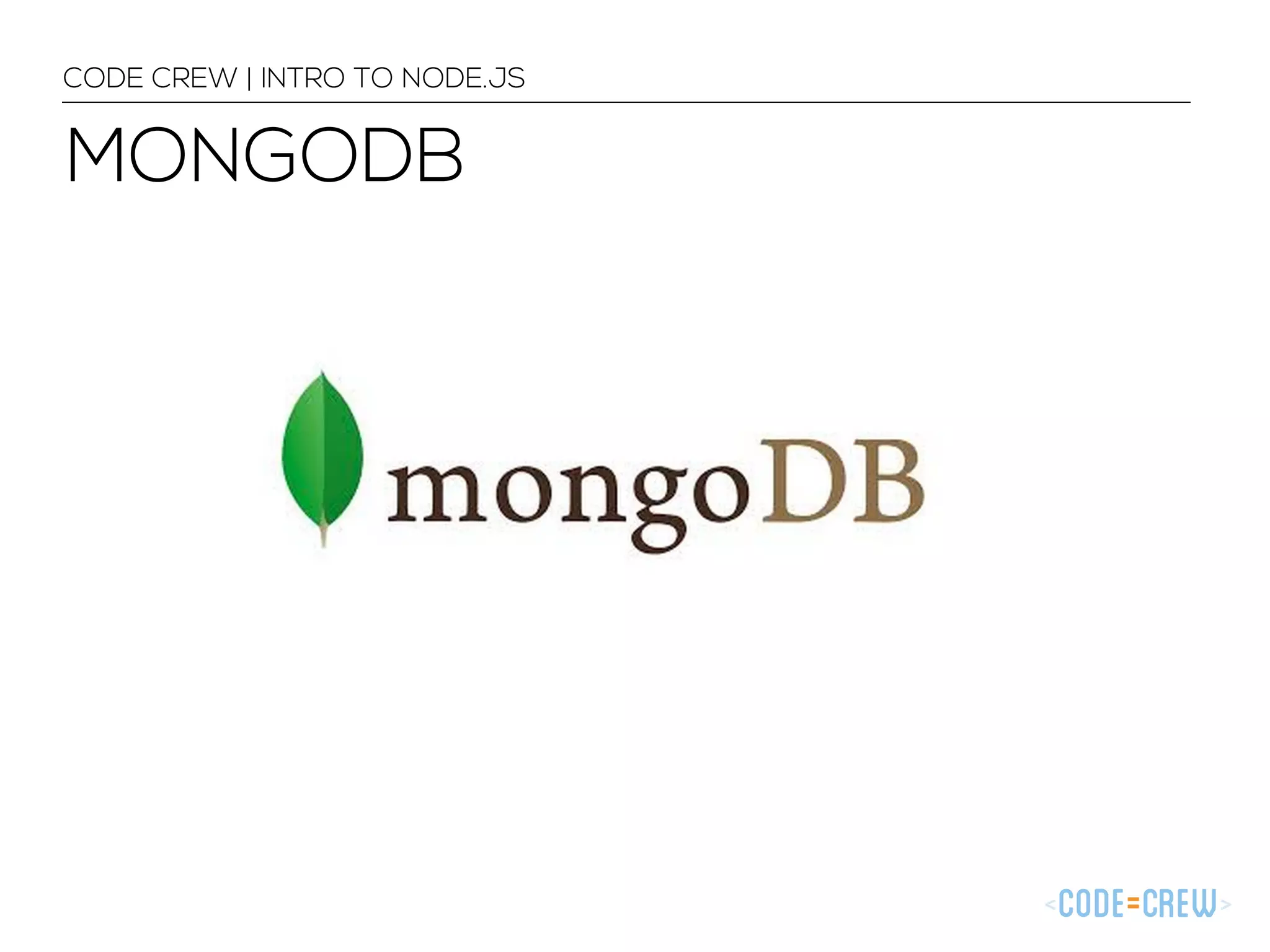MONGODB CODE CREW | INTRO TO NODE.JS 