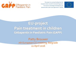 Patty Brouwer
7th European CCI meeting, Belgrade
22 April 2016
 