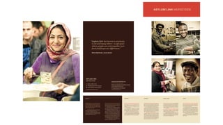 My friend brought me to Asylum Link three years ago. I was
homeless at the time. I now have job here as a volunteer.
I help cook for at least seventy people most days. I like to
help out and as a result I have made a lot of friends here.
Asylum Link has been great for my confidence.
Many people come here. They give food, tea, coffee. We
cook Asian food for people. I hope to get a job one day and
go to university. My English has become so much better
because of this place.
If I am granted permission to stay in this country I
would come back and help others at Asylum Link because it
is a lifeline for people in need like myself.
My life has been terrible in the past but Asylum Link
has helped get me through. I love it here. It has become
my home.
FAIZA ALI
Mara Nyirenda, cover photo
“Asylum Link has become a sanctuary
to me and many others – a safe space
where people can come together over
food and forget our differences.”
ASYLUM LINK
MERSEYSIDE
t 0151 709 1713
e info@asylumlink.org.uk
w www.asylumlink.org.uk
Published November 2012
I was a farmer back in Sudan tending cows a
I came to Asylum Link in 2006 when my case to
UK was refused. I came here because I had no m
family, and nowhere to live.
Asylum Link has helped in so many ways
giving me English classes. When I first came I w
I was alone. I came here to meet people. Some e
my language.
I have made some very good friends he
in the kitchen, help give people clothes. I’ve n
Sudanese food yet but I hope to one day. Lamb
with spicy chili is my favourite. I have had status
since 2010 but still come here two days week to he
college to learn English. One day I would like to be
and decorator.
This place is important. It is the best pl
helped me when I struggled. This place is like m
There is no place like it. I will always help her
wherever I live, wherever I work, I think it is im
help others.
EISA THABIT
Supported by Faiths4Change
www.faiths4change.org.uk
Words and design by Creative Concern
www.creativeconcern.com
Photography by Ant Clausen
www.antclausen.com
Imagine if you were to walk out of your
work place this evening with nowhere to go,
no sense of purpose, and no possessions to
your name other than the clothes you’re
wearing. What would you do? How would
you get through the night?
That’s the position many of the people who use
Asylum Link Merseyside find themselves in every day –
stateless, destitute, demoralised, abused, alone.
You have to admire the sheer fortitude of these
people to carry on under such circumstances, in an asylum
system that marginalises them and actively keeps them from
becoming purposeful members of society.
The success of each project undertaken at Asylum Link is
defined by the personalities of the people who run it. And
this is absolutely the case with our allotment scheme. A
tenacious gardener will work wonders and we see this
re ected in the way many of our allotment plots have
ourished over the years.
We have found that by getting outside and working
with the earth people can – in a small way – overcome the
pressure of dealing with a harsh asylum process. It stops
them sitting inside, alone, isolated from the world – a
situation that often contributes to mental health issues.
However, as with every allotment across the UK,
the weather in 2012 has made for a really difficult year.
Nevertheless, that hasn’t stopped us growing much needed
fruit and vegetables that find their way into the healthy
meals we provide for the very people who need our help.
Our Porridge 4 Breakfast project was borne out of necessity.
We needed to find a way of replacing bread at breakfast time
because it was becoming so expensive. Porridge is a good
staple, one of the best. It will take a hungry person through
a large part of the day whilst being cheap and nutritious.
It’s a remarkable thing to see people come into
Asylum Link after a night out on the street and fill up on
porridge. You can see the life ow back into them. But it’s
not just a nutritious meal, it’s a chance to share experiences
and have contact with others. For many of the people who
volunteer to prepare the porridge, it’s a way of reconnecting
with a world that they currently play no role in.
Food is not just a way of sustaining people. It’s an
opportunity to express social worth, to share with others
something of yourself and your culture. The Home &
Away project enables asylum seeker and refugee volunteer
cooks to connect with indigenous residents using food as
a common currency to share cooking skills, recipes, stories
and a meal. The volunteer cooks are still enjoying tasty
journeys across Merseyside from mums and chicken pie in
St Helen’s to baked samosas in Stockbridge Village.
Nobody likes to have to ask for help, however tough things
are, which is why our meal times are such an integral part
of what Asylum Link has become. It’s the time of the day
where people can come together and make a contribution to
the world. It’s also the chance to learn about wonderful new
recipes and cooking tips that people bring with them from
their home countries.
We secure fresh fruit and vegetables every week
from local shops so that people can eat healthily. Healthy
eating makes such a difference to people’s mental and
physical wellbeing, particularly people caught powerless
and alone in an unforgiving asylum process.
Working with an extremely limited budget we get
fresh food direct to the destitute – those with no money and
no home. It’s just a small contribution to the overall work of
Asylum Link, but we feel it helps give people the strength to
survive and carry on rebuilding their lives.
Asylum Link’s bike shop is a wonder to behold, engaging
many of the people who need our help in a practical way.
We receive bikes, broken parts and help from organisations
such as Liverpool John Moores University and Merseyside
Police, to whom we are very grateful.
These odds and ends are then cobbled together to
create functioning bicycles by our enthusiastic volunteers.
The bike shop helps us in many ways. It makes mechanics
out of volunteers, which is a valuable life skill. It provides
us with bikes that we can then sell to raise funds for Asylum
Link or give to asylum seekers who simply don’t have the
money to use public transport. Then there are the obvious
health benefits that people get through cycling.
On average we can create one working bike out of
every three we receive by donation, which shows the great
ingenuity that our volunteers possess even when they’re at
their lowest ebb.
GROWING COOKING HOME & AWAY FIXING
Asylum Link Merseyside exists to help bring people back
into society step by step, to make them feel valued again.
We help them reconnect physically and emotionally with
those around them and offer a safe place to be themselves
while they fight to remain in the country.
But the line between success and failure is dreadfully
thin. We offer advice, support, friendship if needed but
often it’s just a hand to hold and a warm meal that helps get
people through the most difficult times of their lives.
Faiths4Change, in partnership with Asylum Link
Merseyside, have provided a link into local communities.
developing new relationships and forming new friendships.
Sharing time and experience has improved the living
environment for newcomers and existing populations alike.
We have very little money and raising the funds
to continue our work is a constant struggle. Organisations
such as Groundwork and Faiths4Change help us to create
life-changing projects such as the National Lottery funded
Target Wellbeing project. But we need more support.
We don’t always succeed in our work but we always
do our best – offering people a safe place where they can
stop merely surviving and start to live again.
ABOUT US
ASYLUM LINK MERSEYSIDE
Project: Postcard pack
Client: Asylum Link Merseyside
 