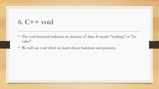 Comprehensive Guide to C++ Data Types and Their Usage | PPTX