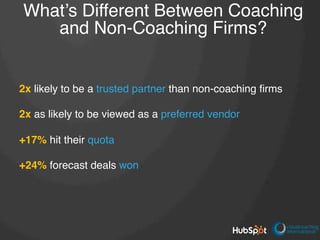 What’s Different Between Coaching
and Non-Coaching Firms?!
2x likely to be a trusted partner than non-coaching ﬁrms!
!
2x ...
