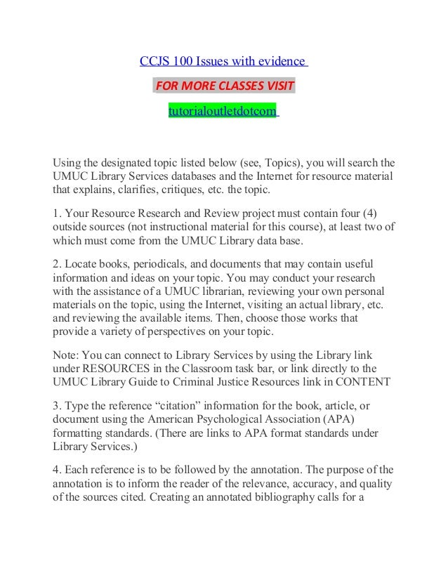ccjs 100 issues with evidence tutorialoutlet umuc apa format