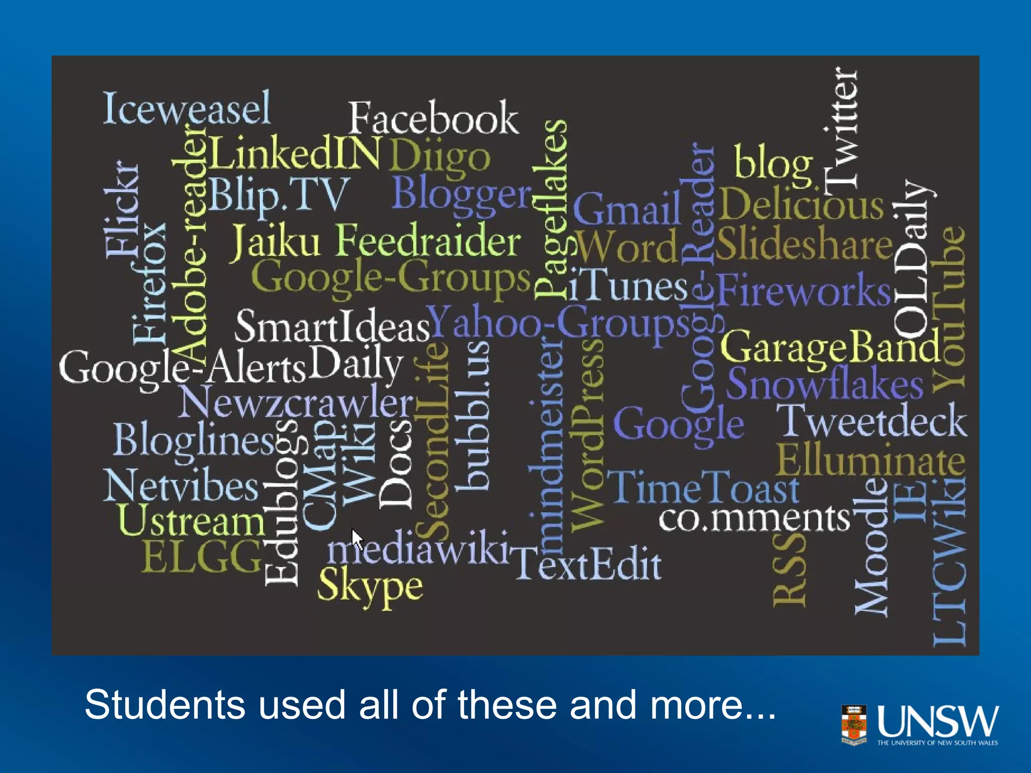 Students used all of these and more...
 