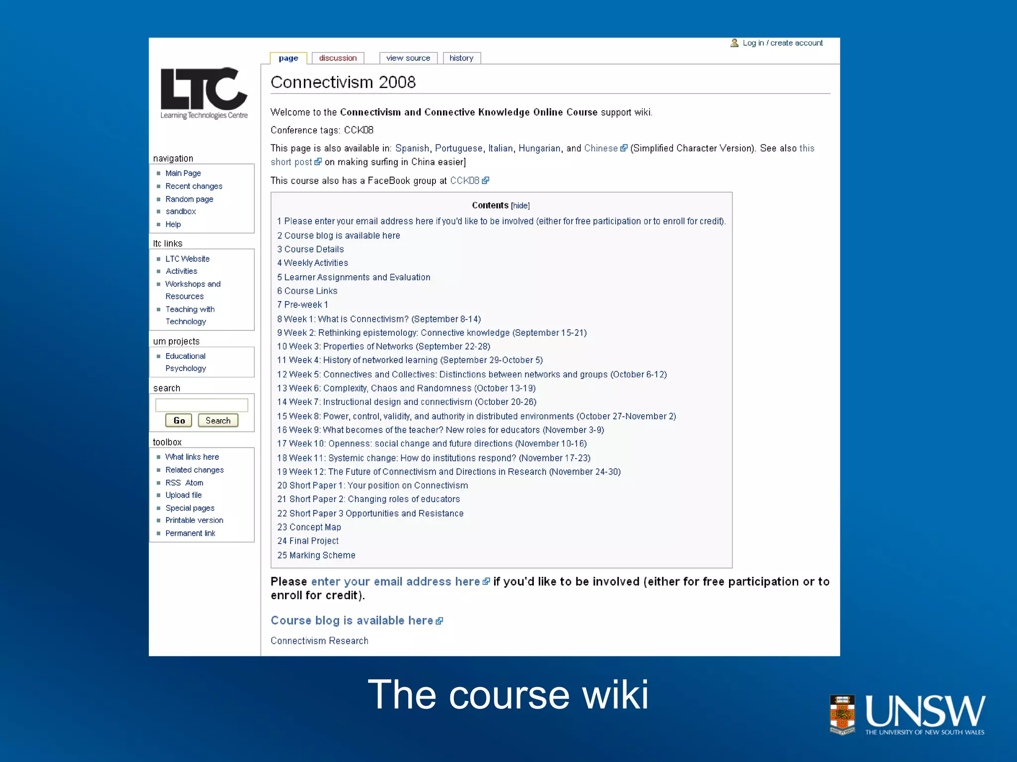 The course wiki
 