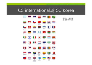 http://creativecommons.org/international/, http://www.creativecommons.asia/




CC international과 CC Korea
                                             2011년 1월 현재
                                             전세계 70여개국
 