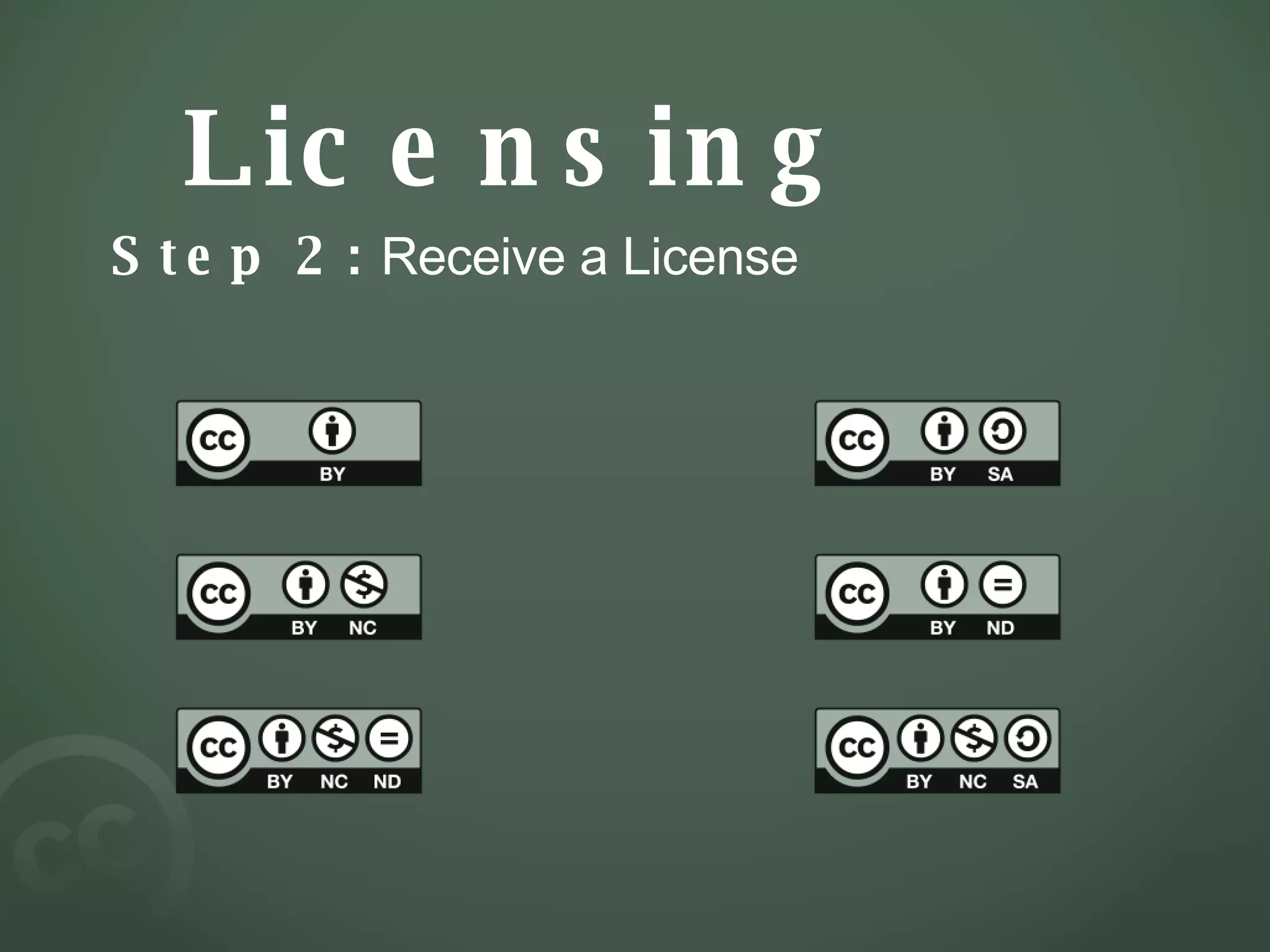 Licensing Step 2:  Receive a License 