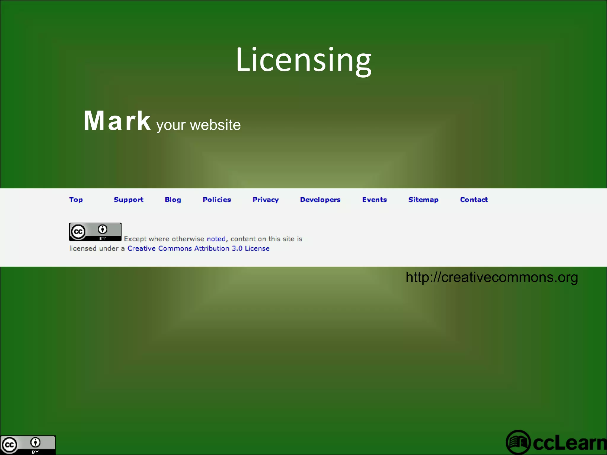 Licensing Mark  your website http://creativecommons.org 