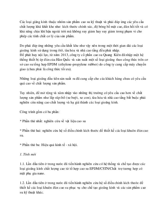 Các loại giăng kính,ron kính thuộc nhóm sản phẩm cao su kỹ 