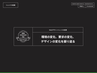 CREATOR’S CAREER LOUNGE VOL.6 - WEB DESIGN FES 2014 -
トレンドの変遷
環境の変化、要求の変化、
デザインの変化を振り返る
Webデザイントレンドの変遷
 