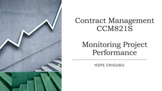 Contract Management
CCM821S
Monitoring Project
Performance
HOPE CHIGUDU
 