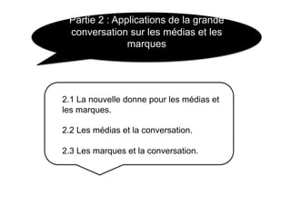 Partie 2 : Applications de la grande
 conversation sur les médias et les
               marques




2.1 La nouvelle donne ...