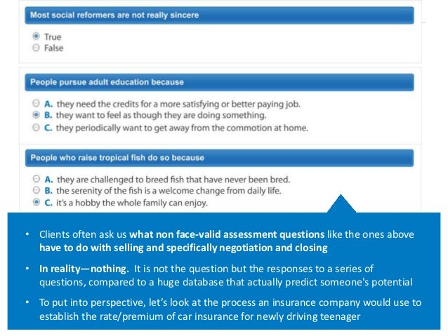 sales assessment questions