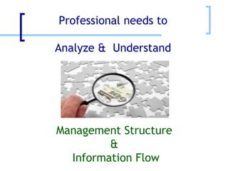 Professional needs to   Analyze &  Understand Management Structure  &  Information Flow 