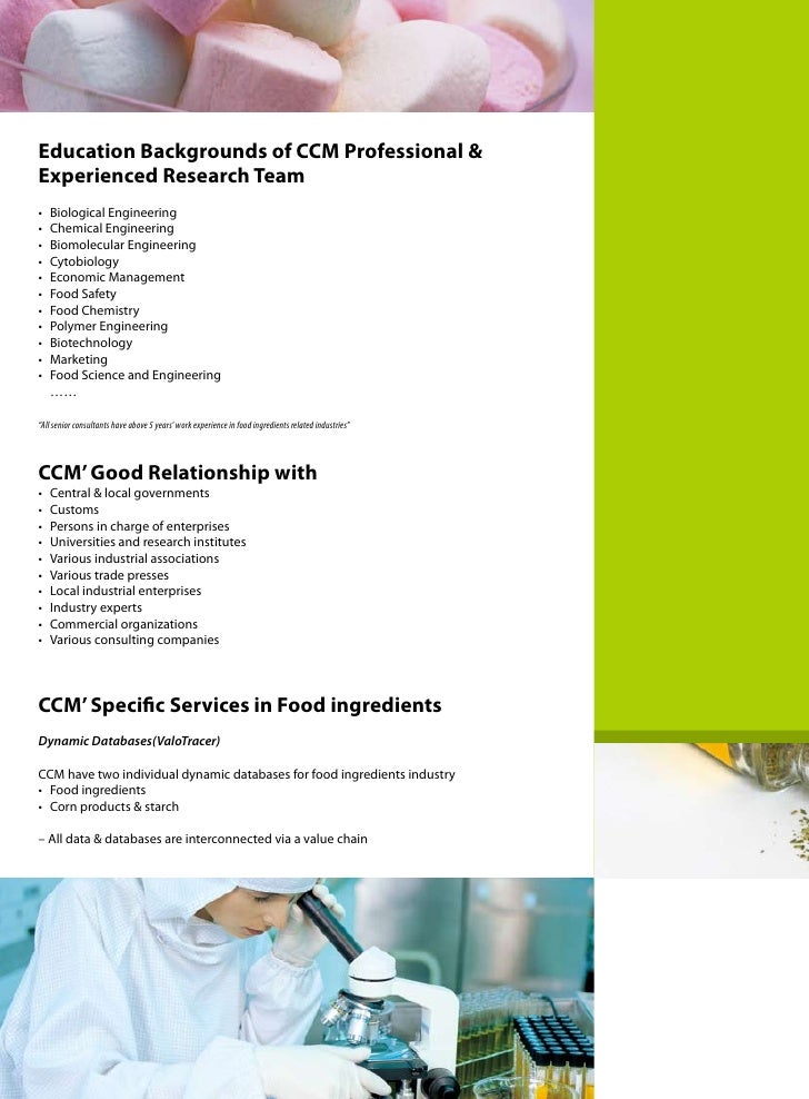 CCM's Expertise in Food ingredients