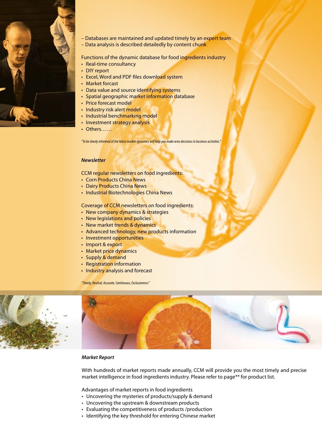 CCM's Expertise in Food ingredients