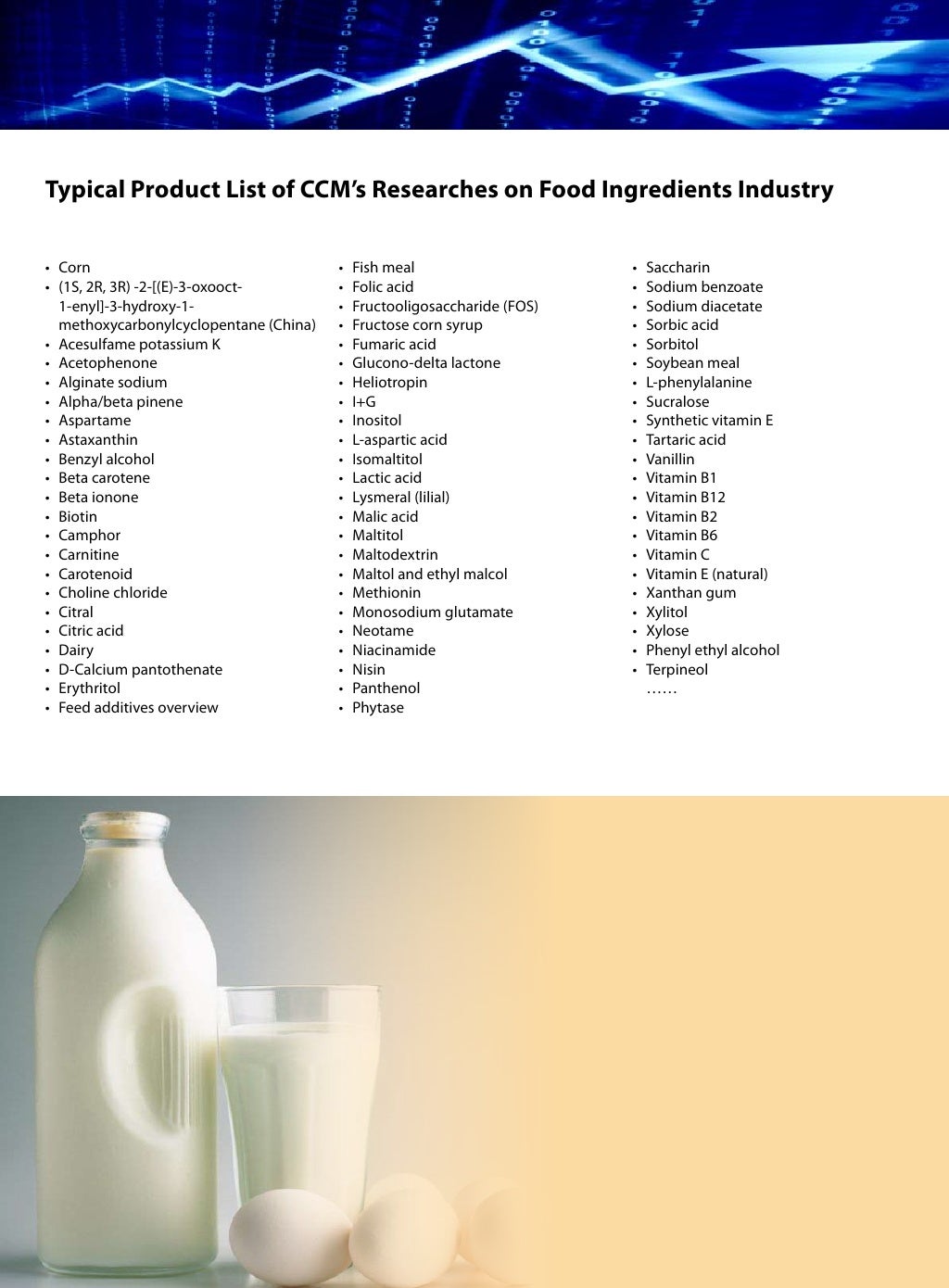 CCM's Expertise in Food ingredients