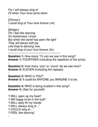 Ccm Song Alert I Could Sing Of Your Love