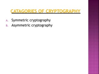 A. Symmetric cryptography 
B. Asymmetric cryptography 
 