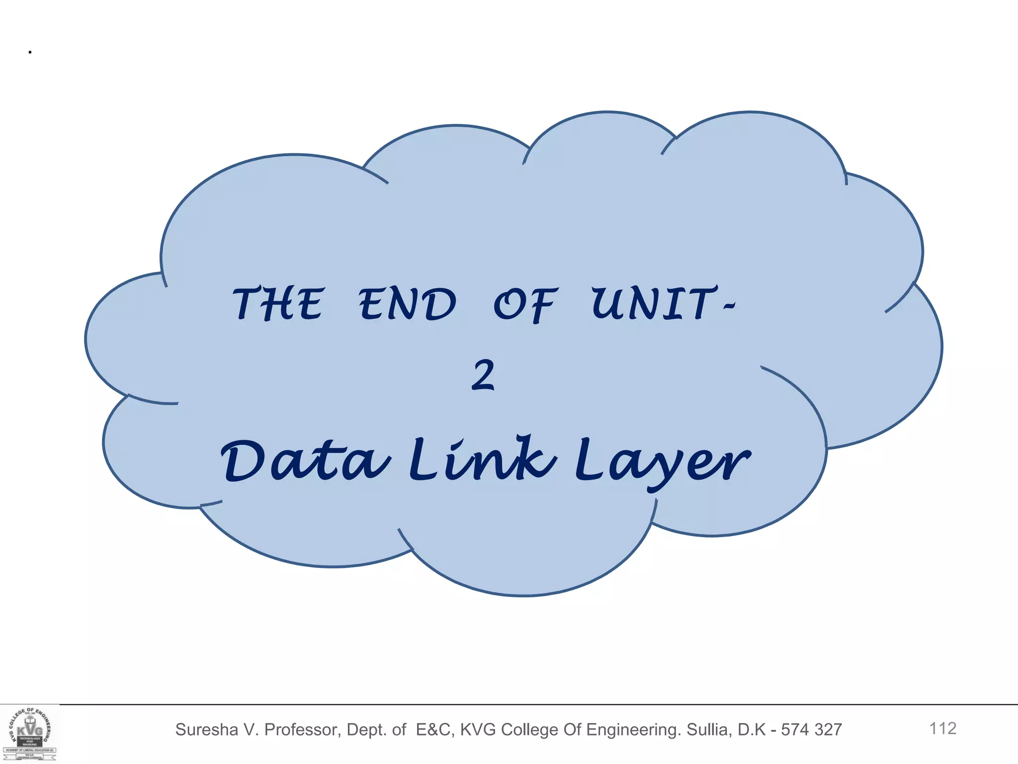 Suresha V. Professor, Dept. of  E&C, KVG College Of Engineering. Sullia, D.K - 574 327 .  THE  END  OF  UNIT- 2 Data Link Layer 