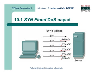 CCNA Semester 2       Module 10: Intermediate TCP/IP



 10.1 SYN Flood DoS napad




             Računarski centar Univerziteta u Beogradu
 