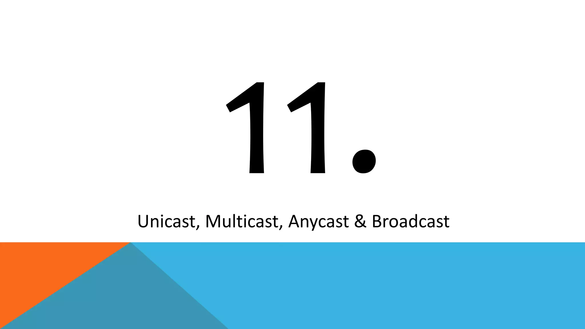 Unicast, Multicast, Anycast & Broadcast
 