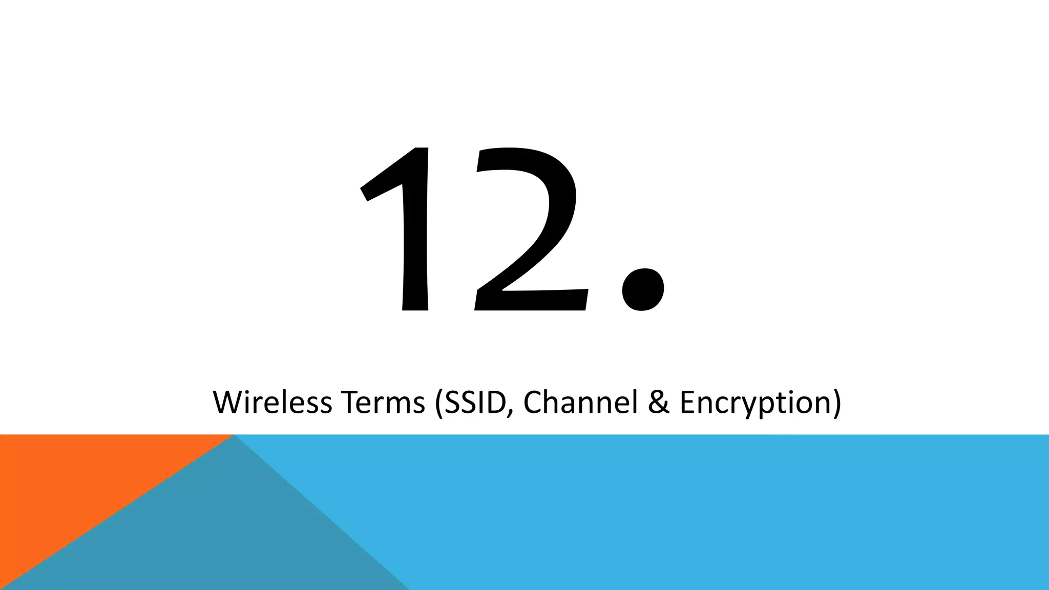 Wireless Terms (SSID, Channel & Encryption)
 