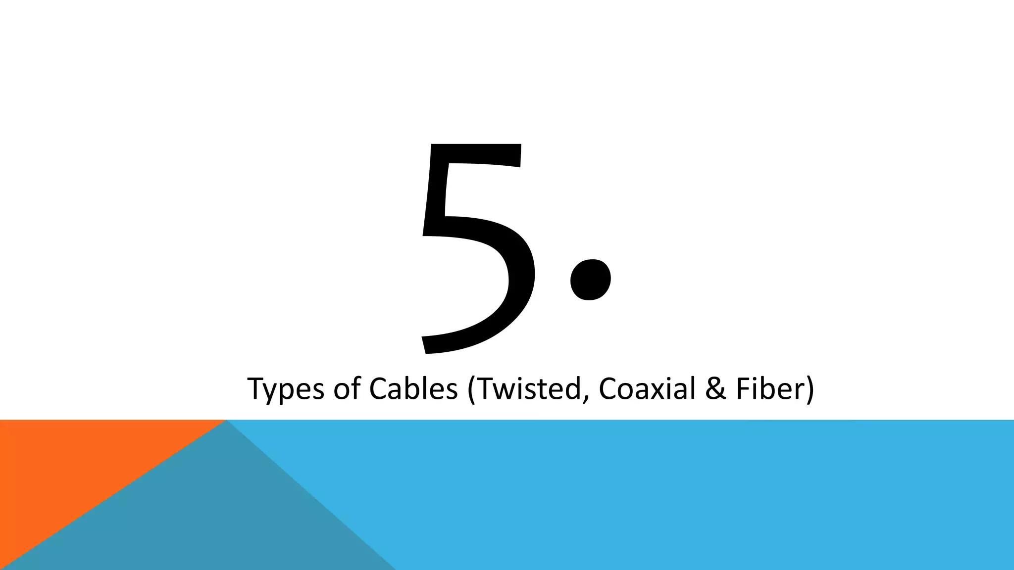Types of Cables (Twisted, Coaxial & Fiber)
 