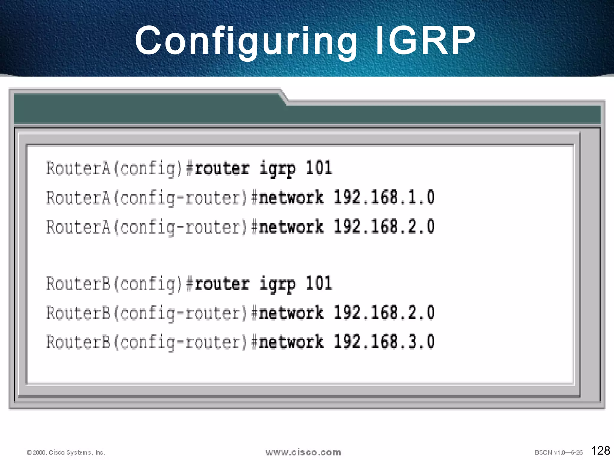 128
Configuring IGRP
 