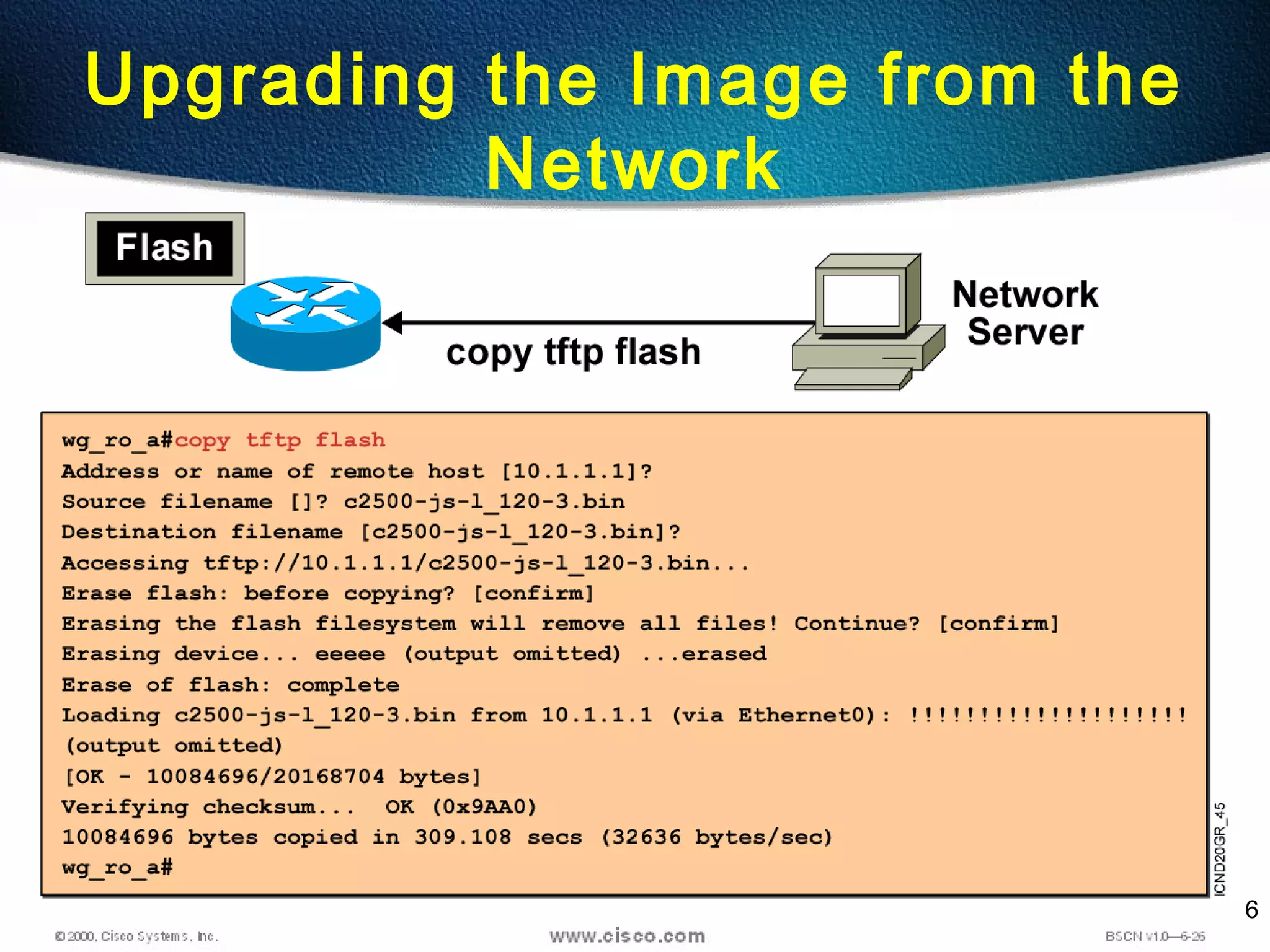 6
Upgrading the Image from the
Network
 
