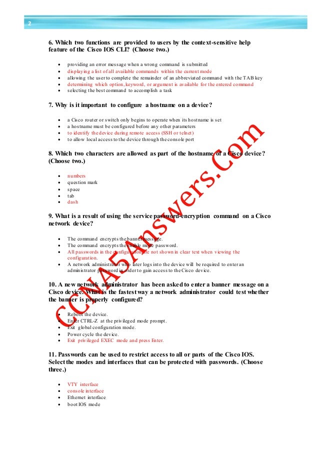 Ccna 1 Chapter 2 Exam
