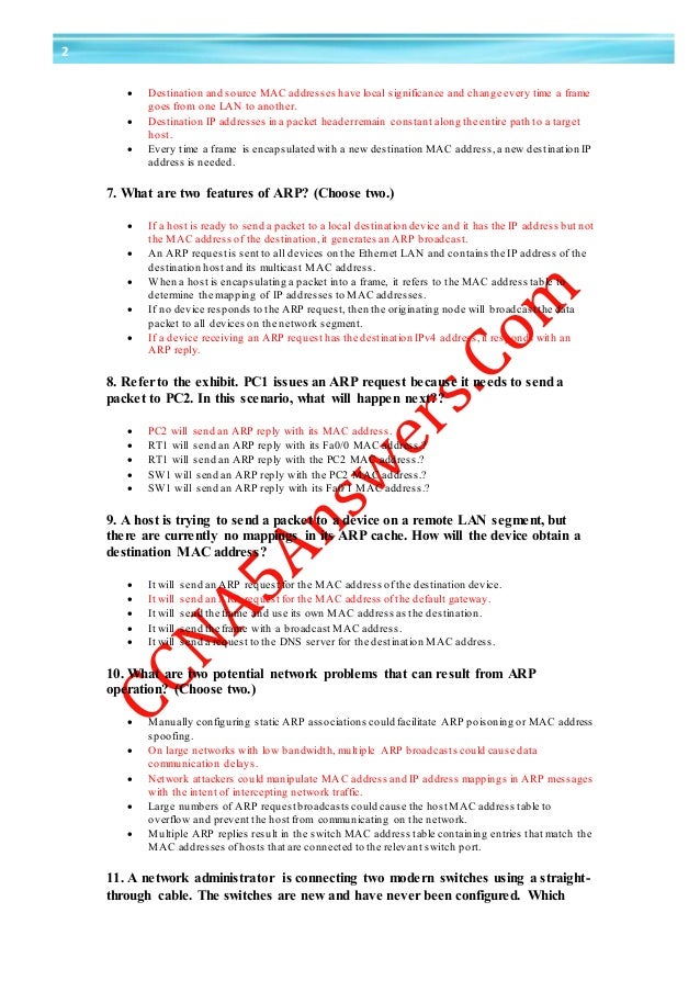 Ccna 1 Chapter 5 Exam Answers