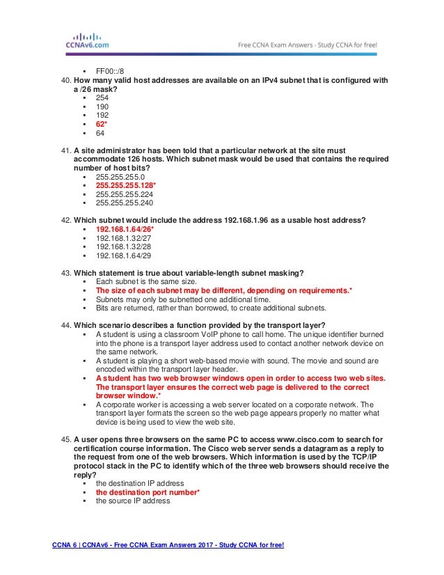 Ccna 1 Final Exam Online