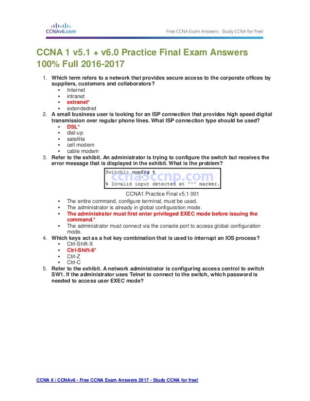 Ccna 1 Chapter 1 Exam Online