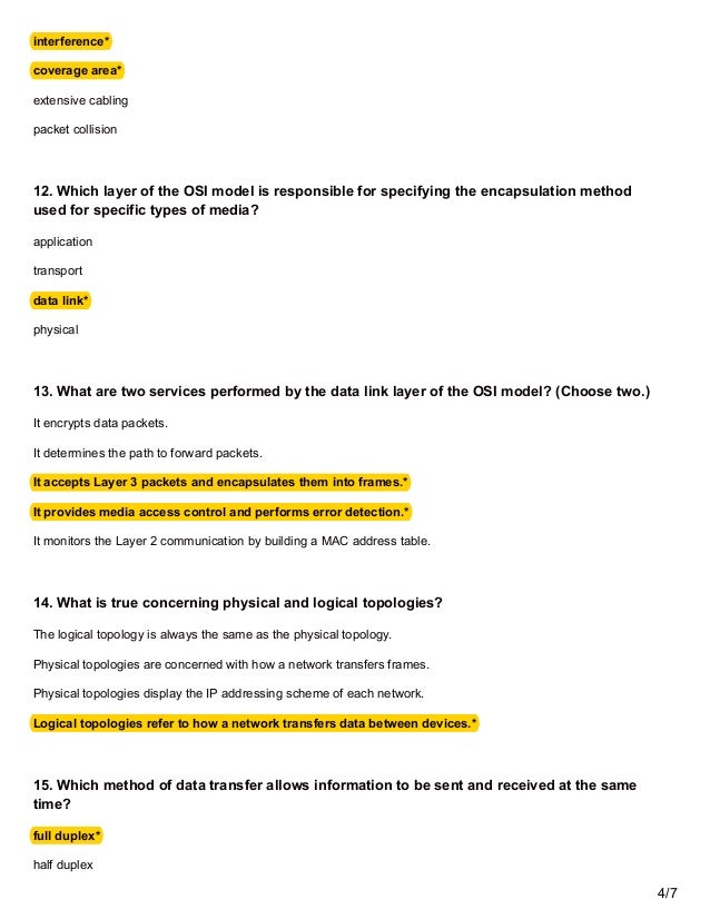 Ccna 1 V6 0 Chapter 4 Exam Answers 2018