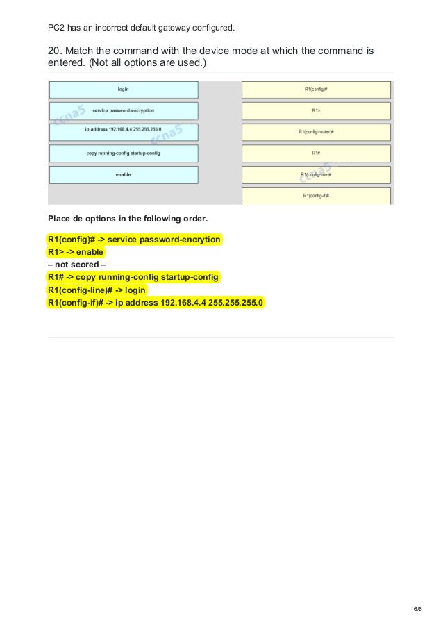 Cisco Chapter 6 Exam Answers V6