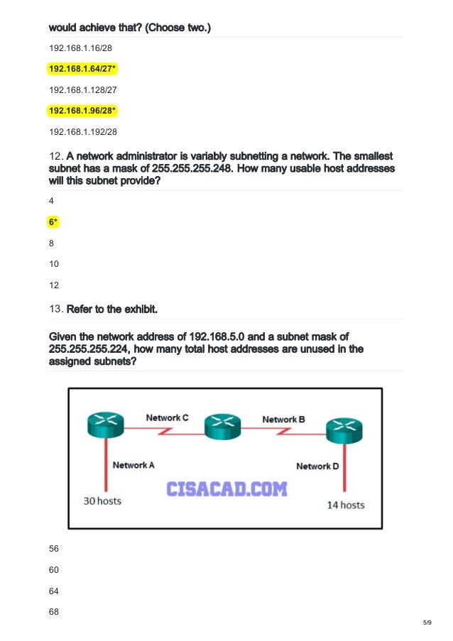 Ccna 1 Chapter 8 Exam Answers