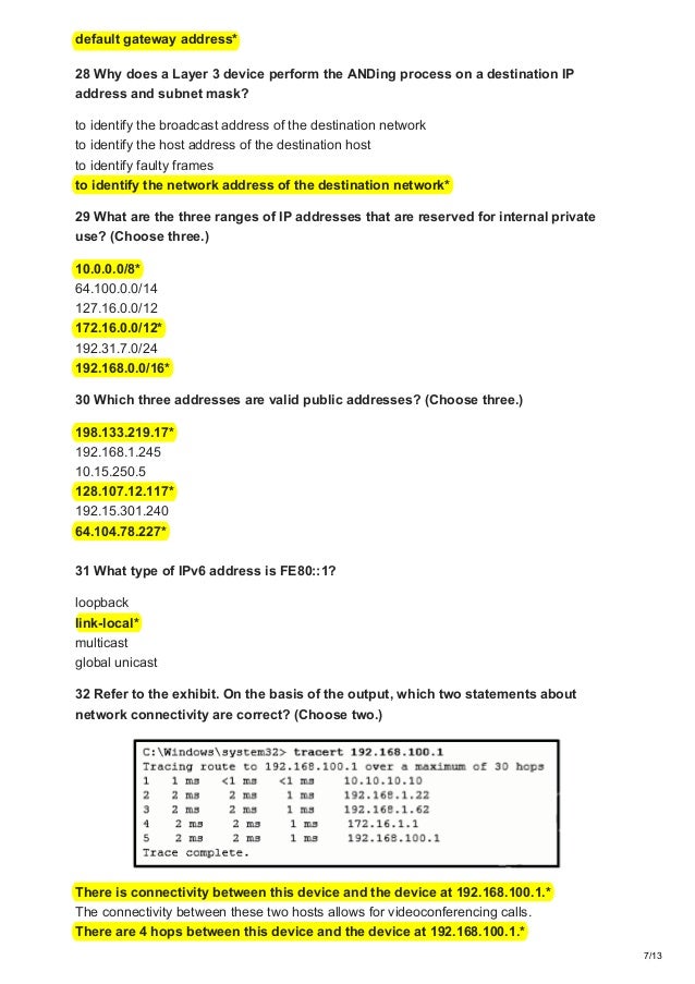 Ccna 1 V6 0 Final Exam Answers Option C 2018