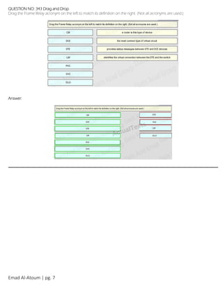 Emad Al-Atoum | pg. 7
QUESTION NO: 343 Drag and Drop
Drag the Frame Relay acronym on the left to match its definition on the right. (Not all acronyms are used.)
Answer:
 