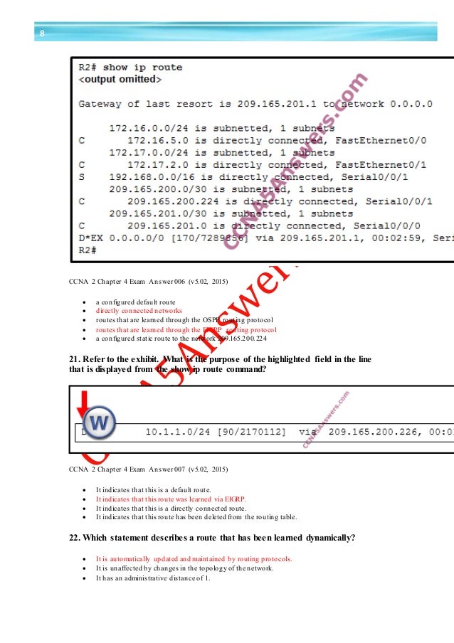 Ccna 2 Chapter 7 Exam Answers