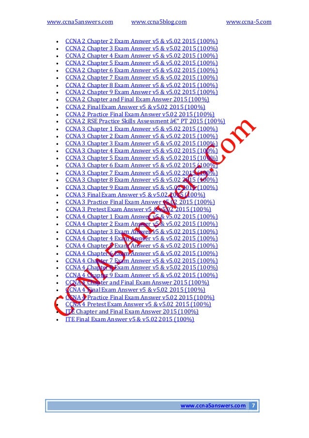 Ccna 2 Chapter 7 Exam Answers