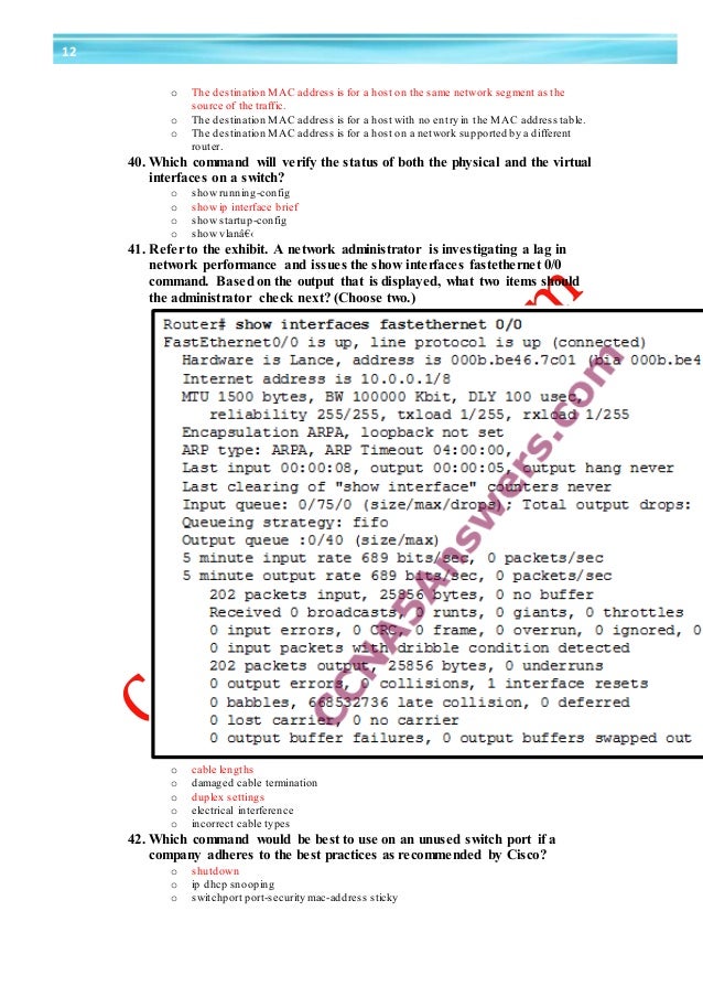 Ccna 2 Answers Final Exam