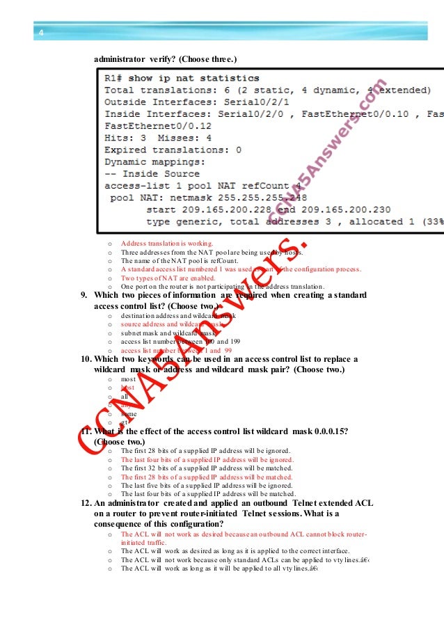 Ccna 2 Answers Final Exam