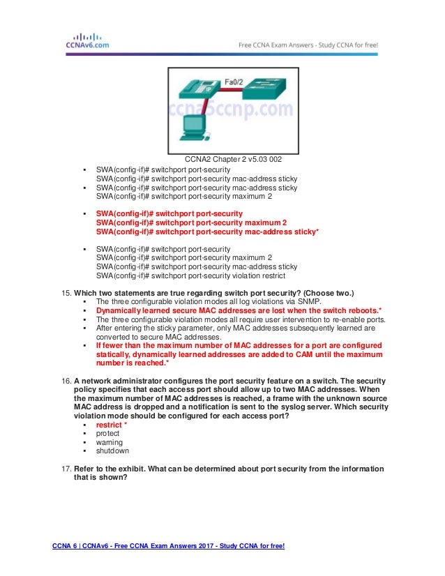 Cisco Ccna Chapter 2 Exam Answers