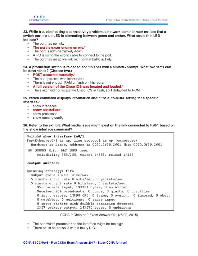 Ccna 2 (v5.0.3 + v6.0) chapter 2 exam answers 2017 100 full