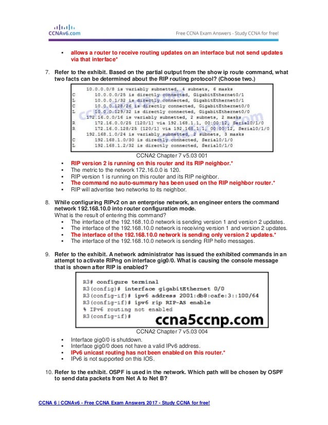 Ccna 2 Chapter 7 Exam Answers
