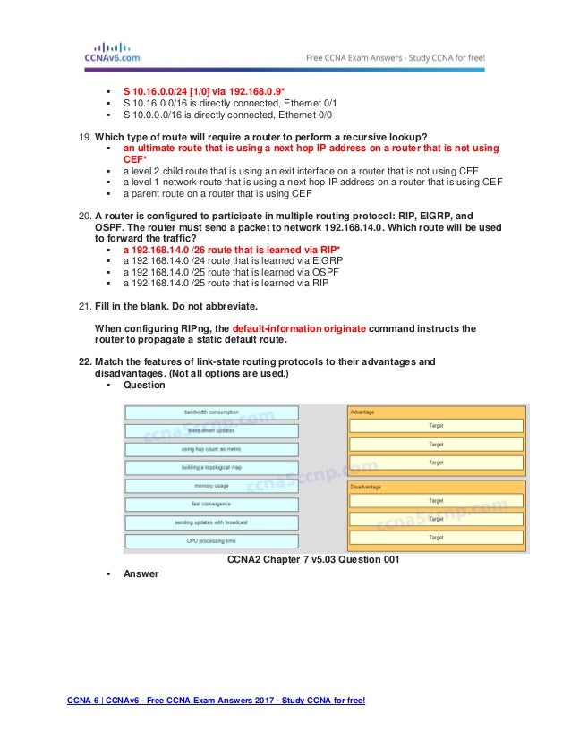 Ccna 2 Chapter 7 Exam Answers