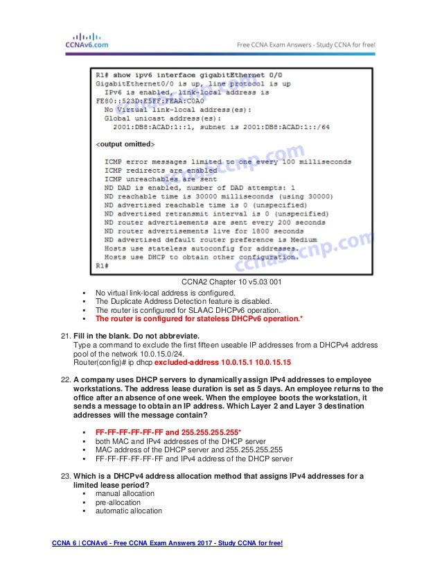 Ccna 2 Chapter 10 Exam